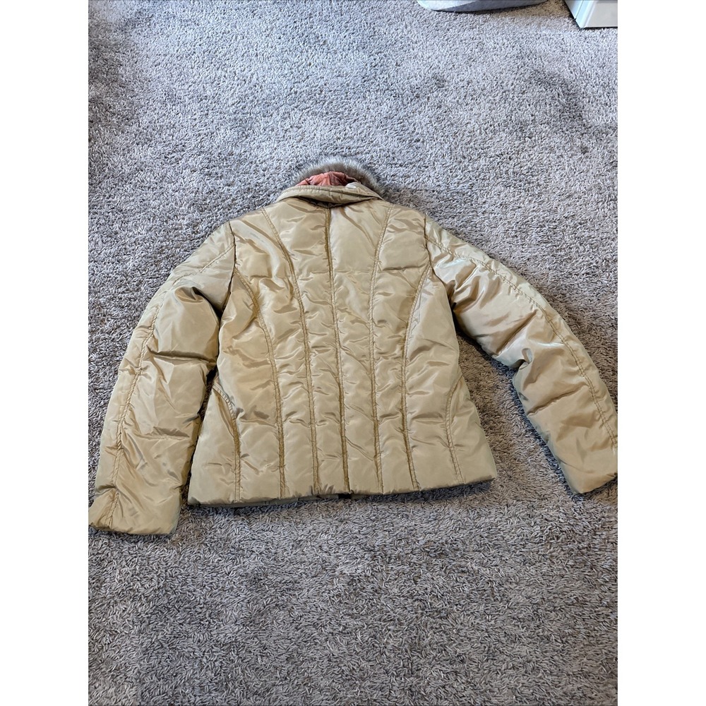 Michael Kors Beige Down Filled Puffer Jacket Womens Medium M Raccoon‎ Fur - Picture 10 of 10